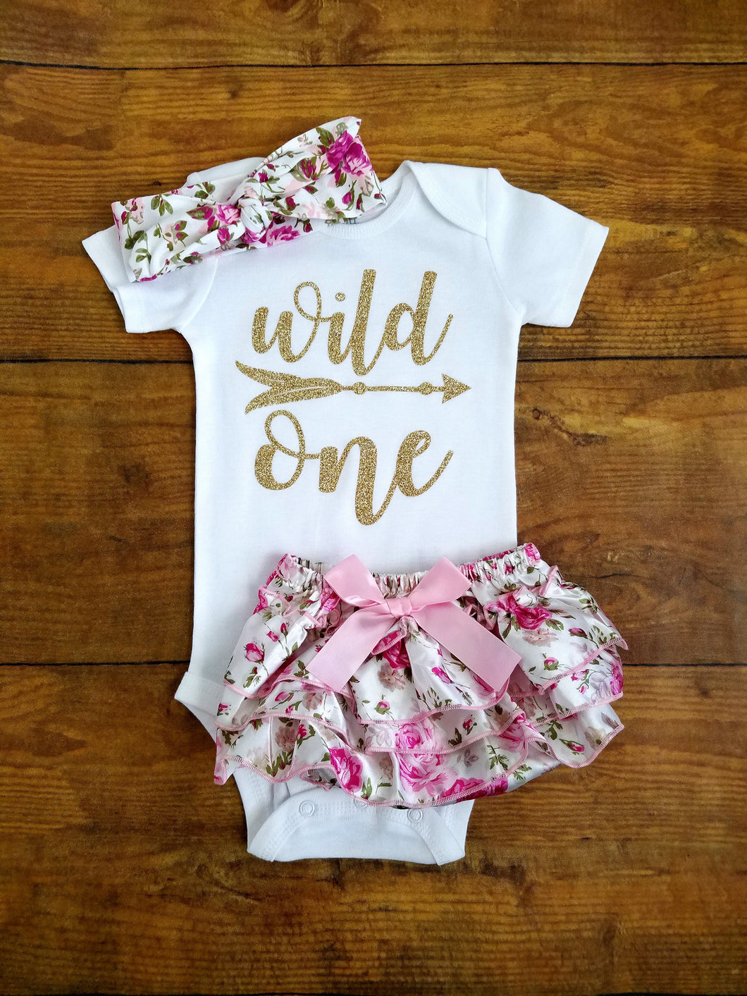 Pink And Gold Wild One First Birthday Outfit Floral - Adassa Rose