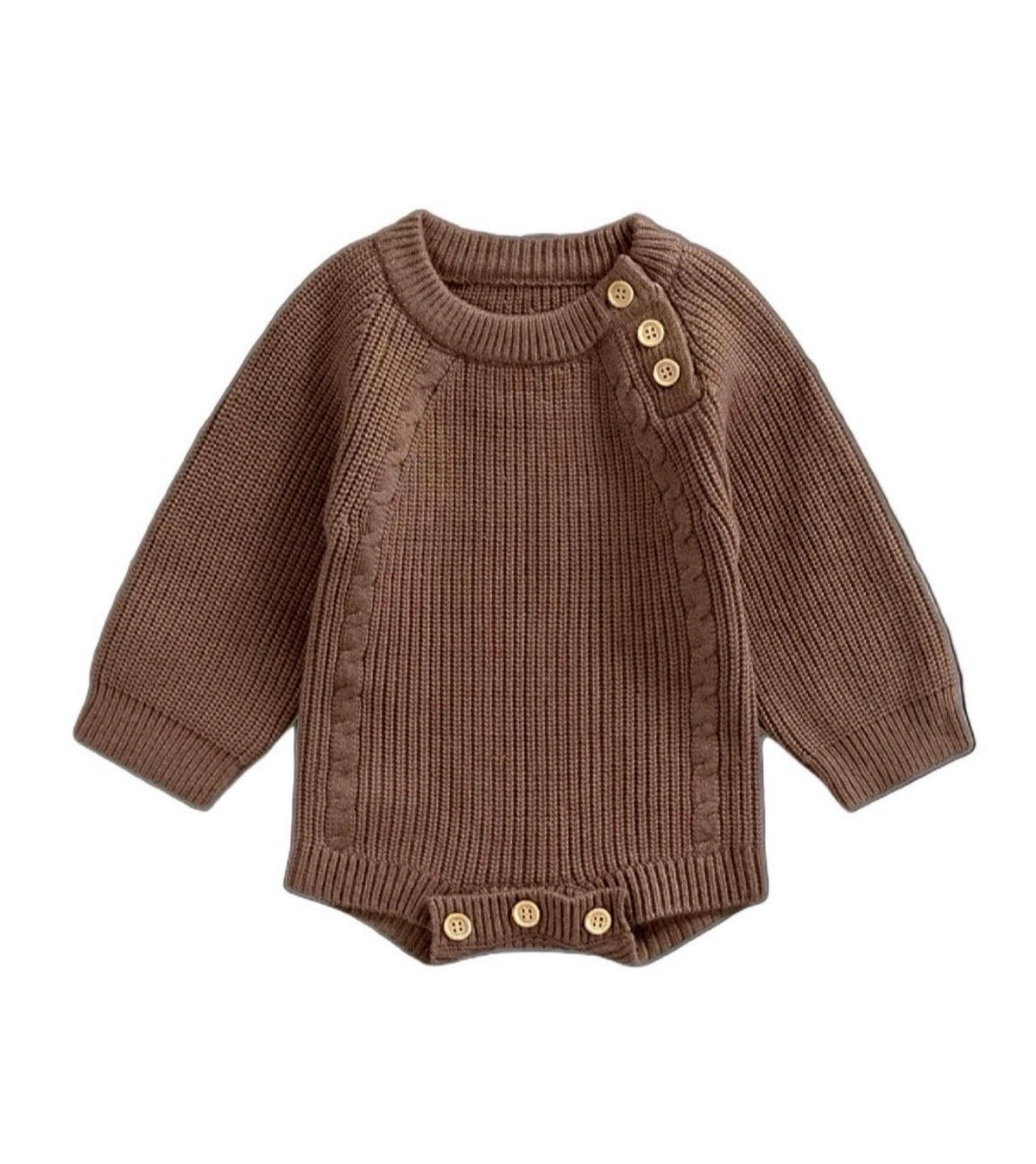 Chunky Knit Sweater Romper Baby | Nut Brown - Adassa Rose