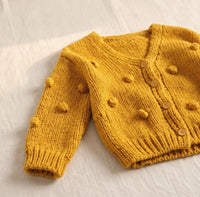 Pom Pom Cardigan Sweater - Honey Mustard - Adassa Rose
