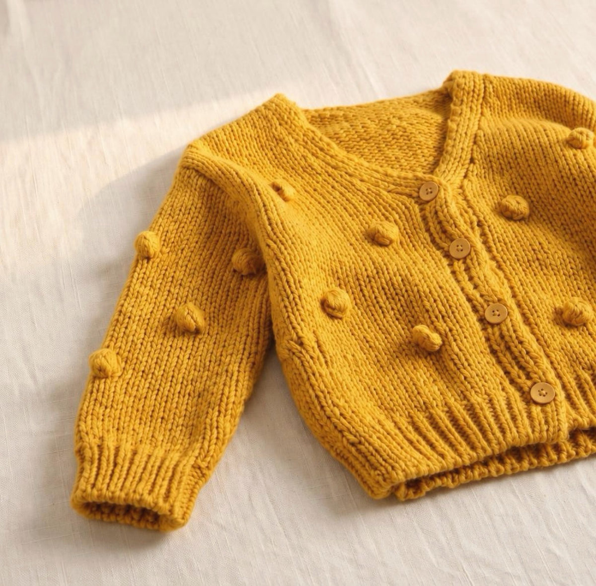 Pom Pom Cardigan Sweater - Honey Mustard - Adassa Rose
