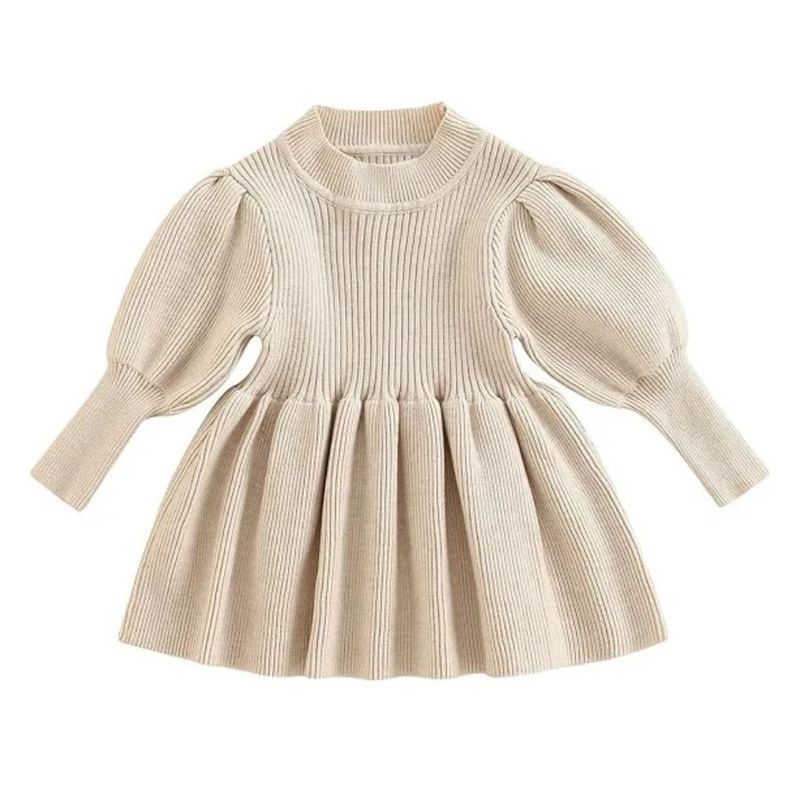 Abella Chunky Knit Sweater Dress - Beige - Adassa Rose