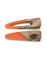 Load image into Gallery viewer, Yemi Wooden Acrylic Hair Clips | Tangerine - Adassa Rose