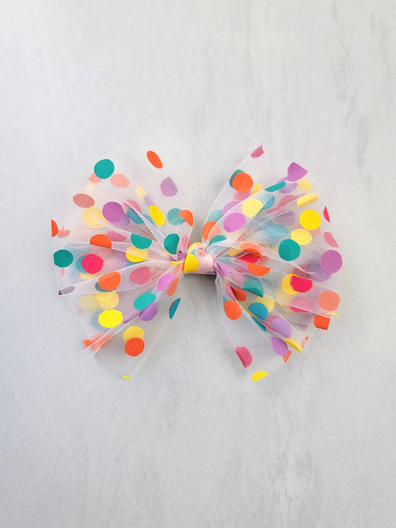 Confetti Hair Bow  White - Adassa Rose