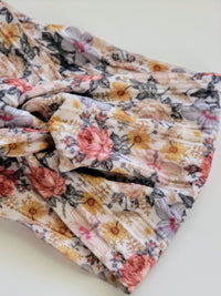 Vintage Floral Cable Knit Twist Headband - Adassa Rose