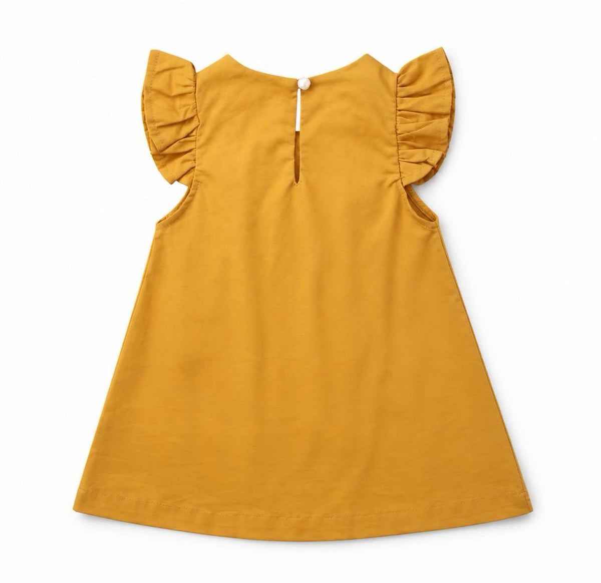Ayla Pleated Flutter Sleeve Dress Baby Girl  Mustard - Adassa Rose