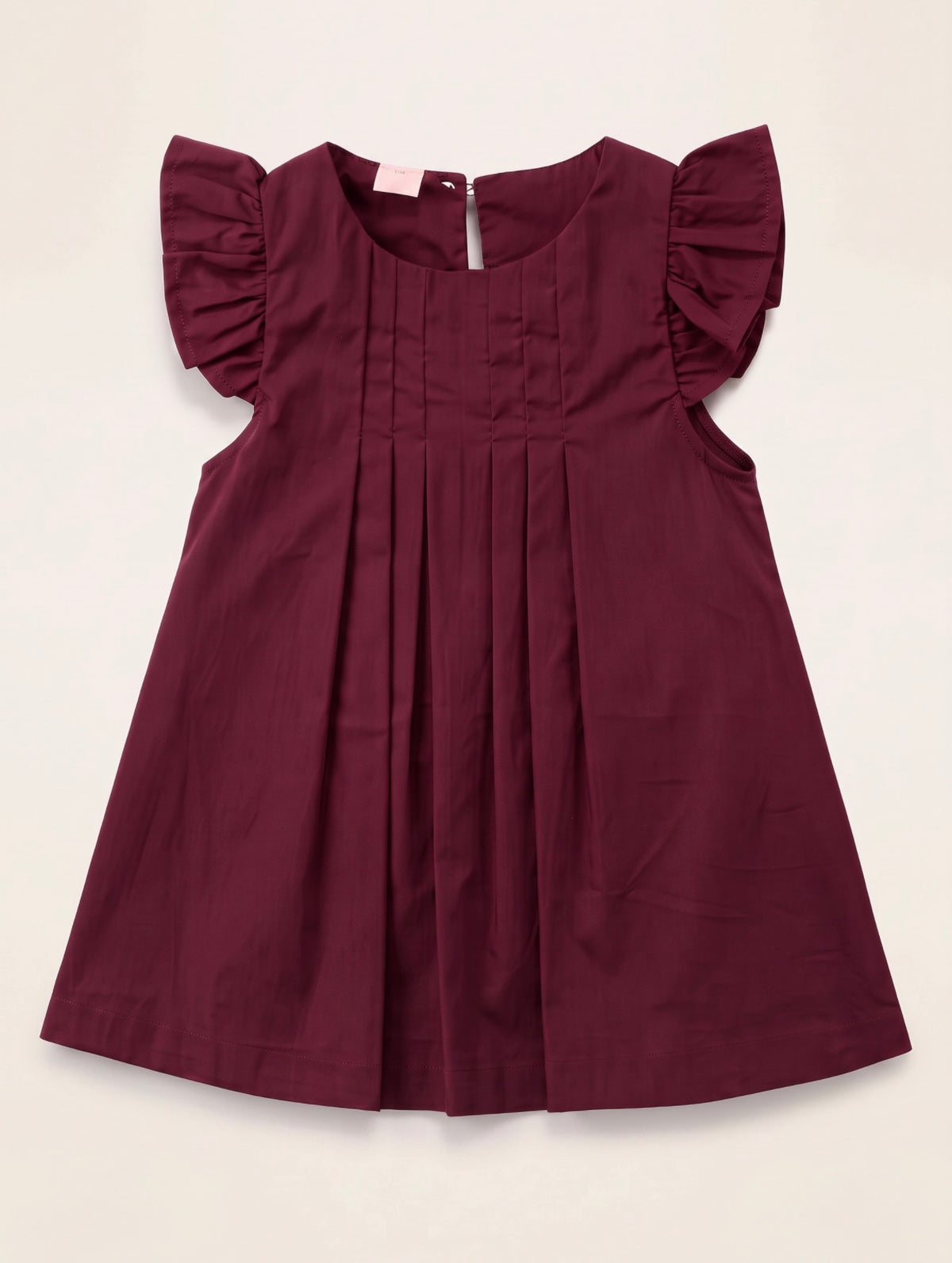 Pre-Order Ayla Pleated Flutter Sleeve Dress Baby Girl Burgundy