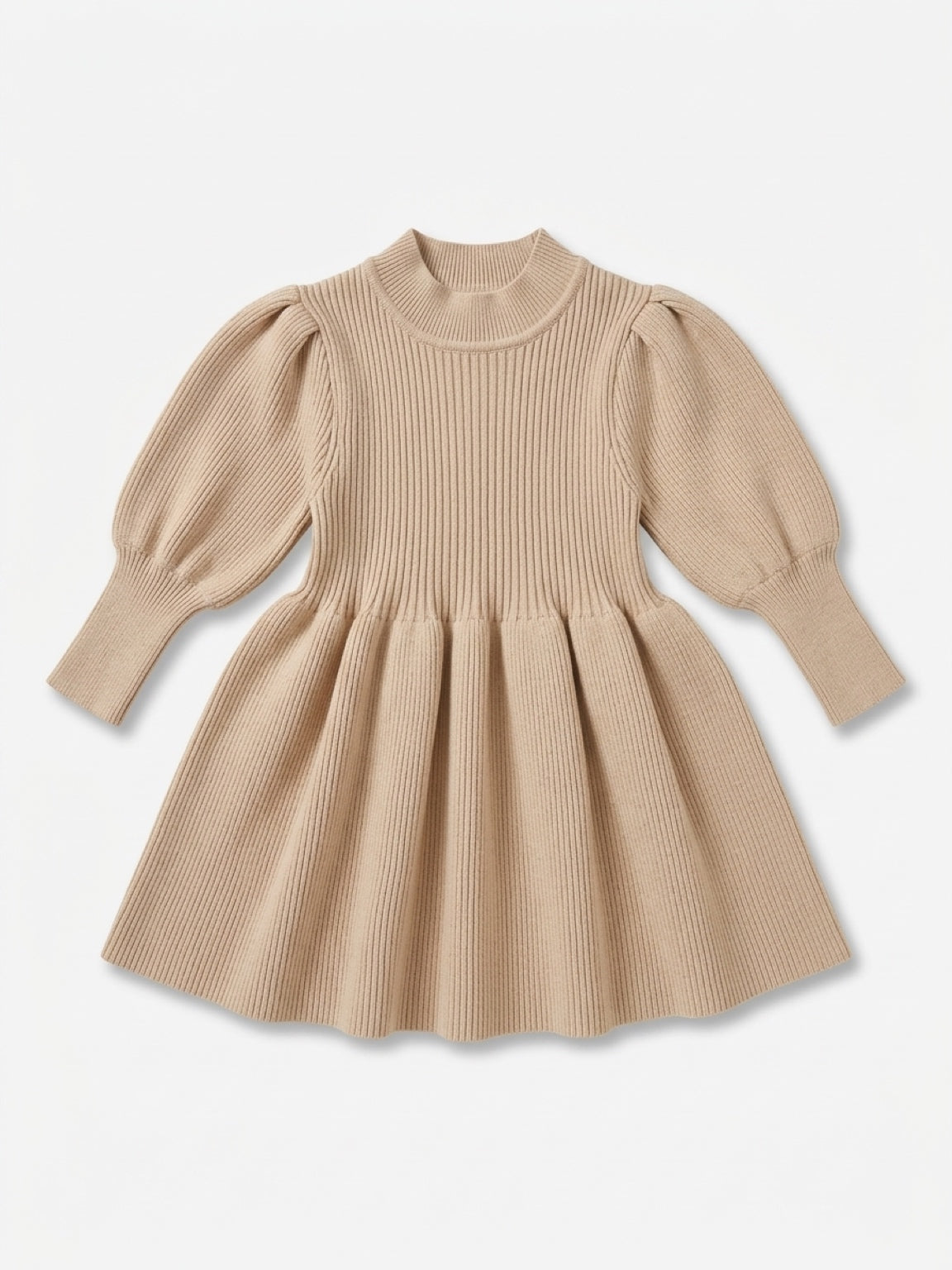 Abella Chunky Knit Sweater Dress - Beige - Adassa Rose