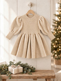 Abella Chunky Knit Sweater Dress - Beige - Adassa Rose
