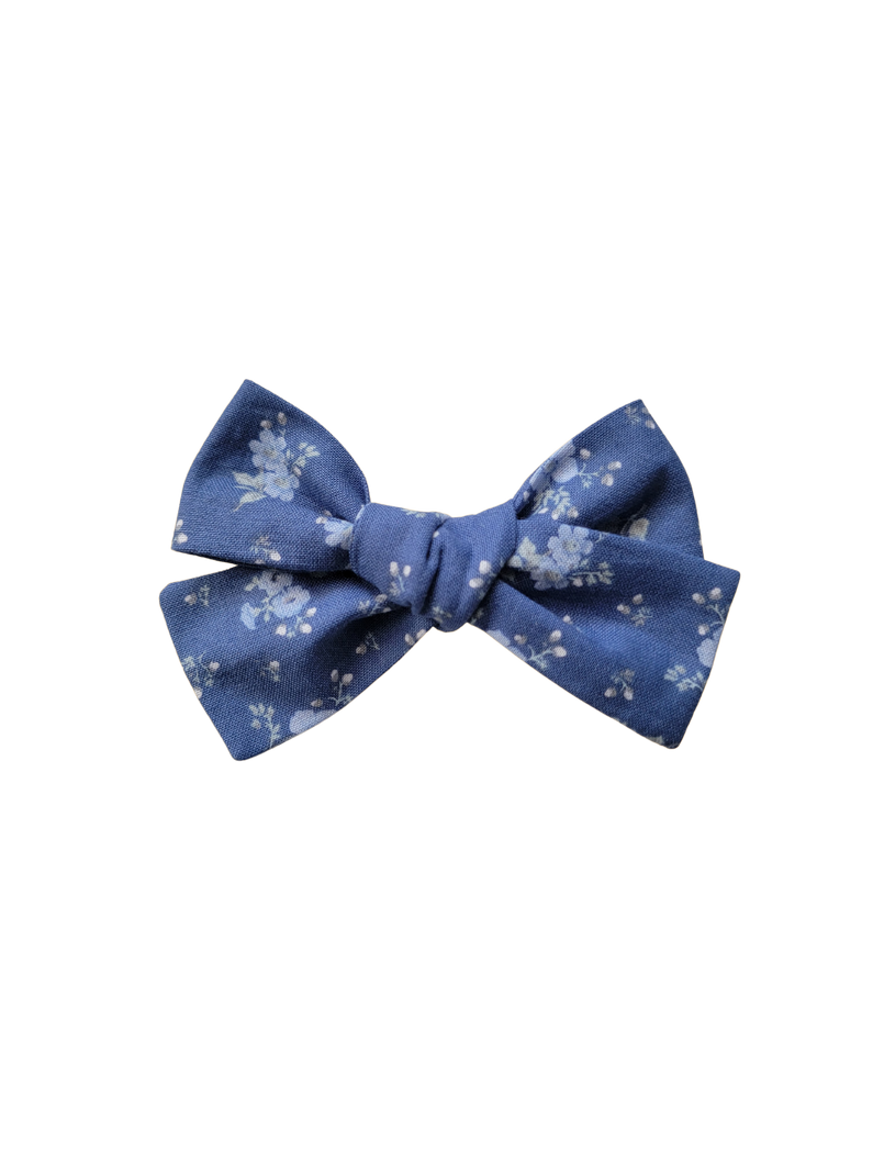 Blue Floral Hair Bow