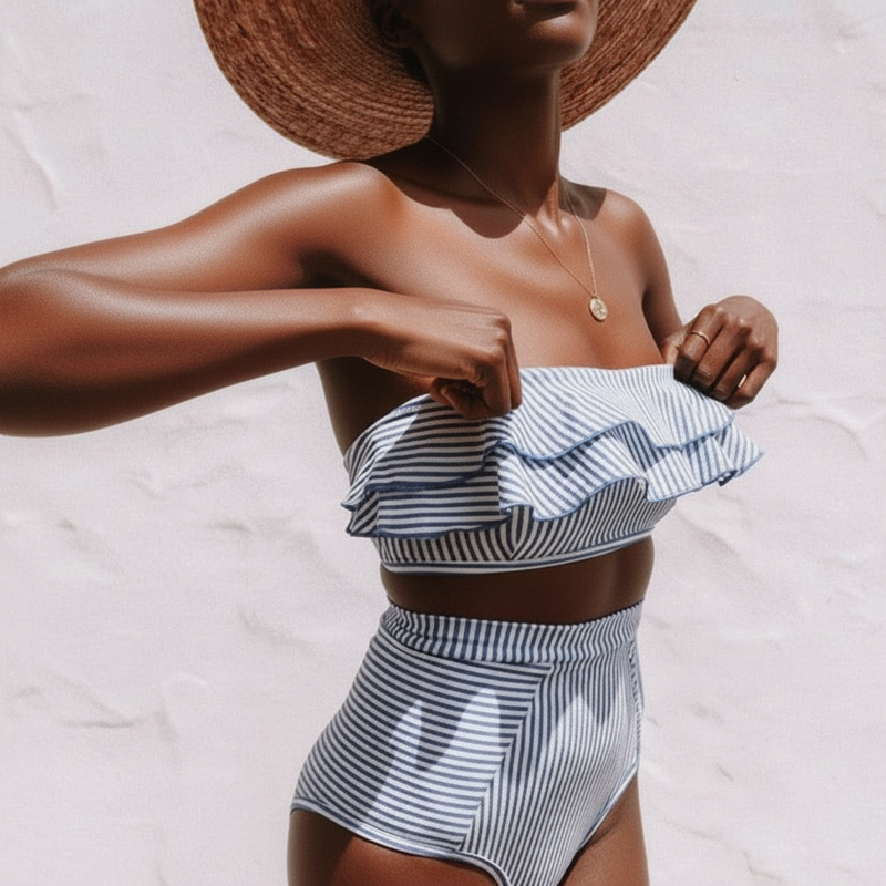 Ana High Waist Retro Bikini Set - Adassa Rose