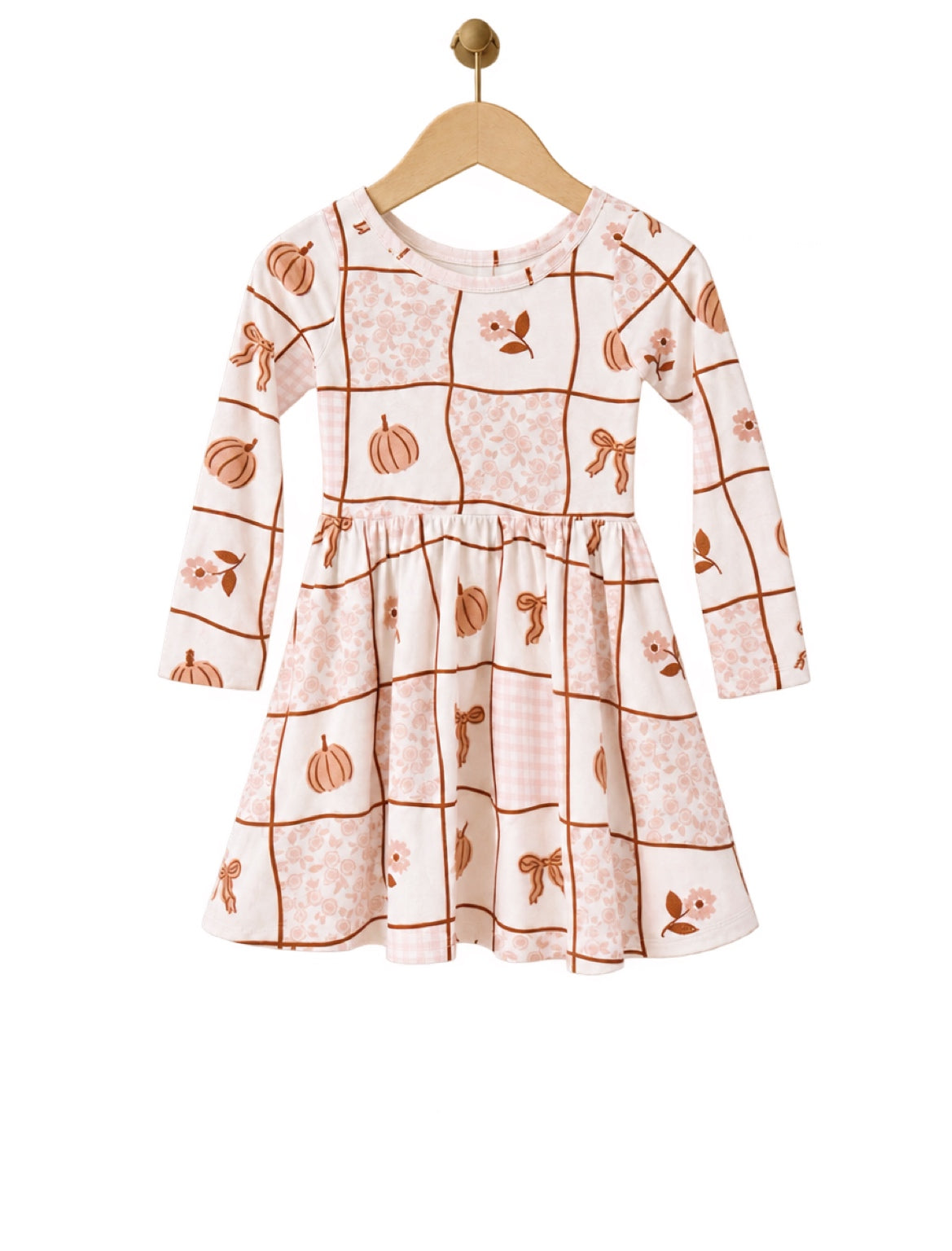 Long Sleeve Twirl Dress | Pumpkin Patchwork - Adassa Rose