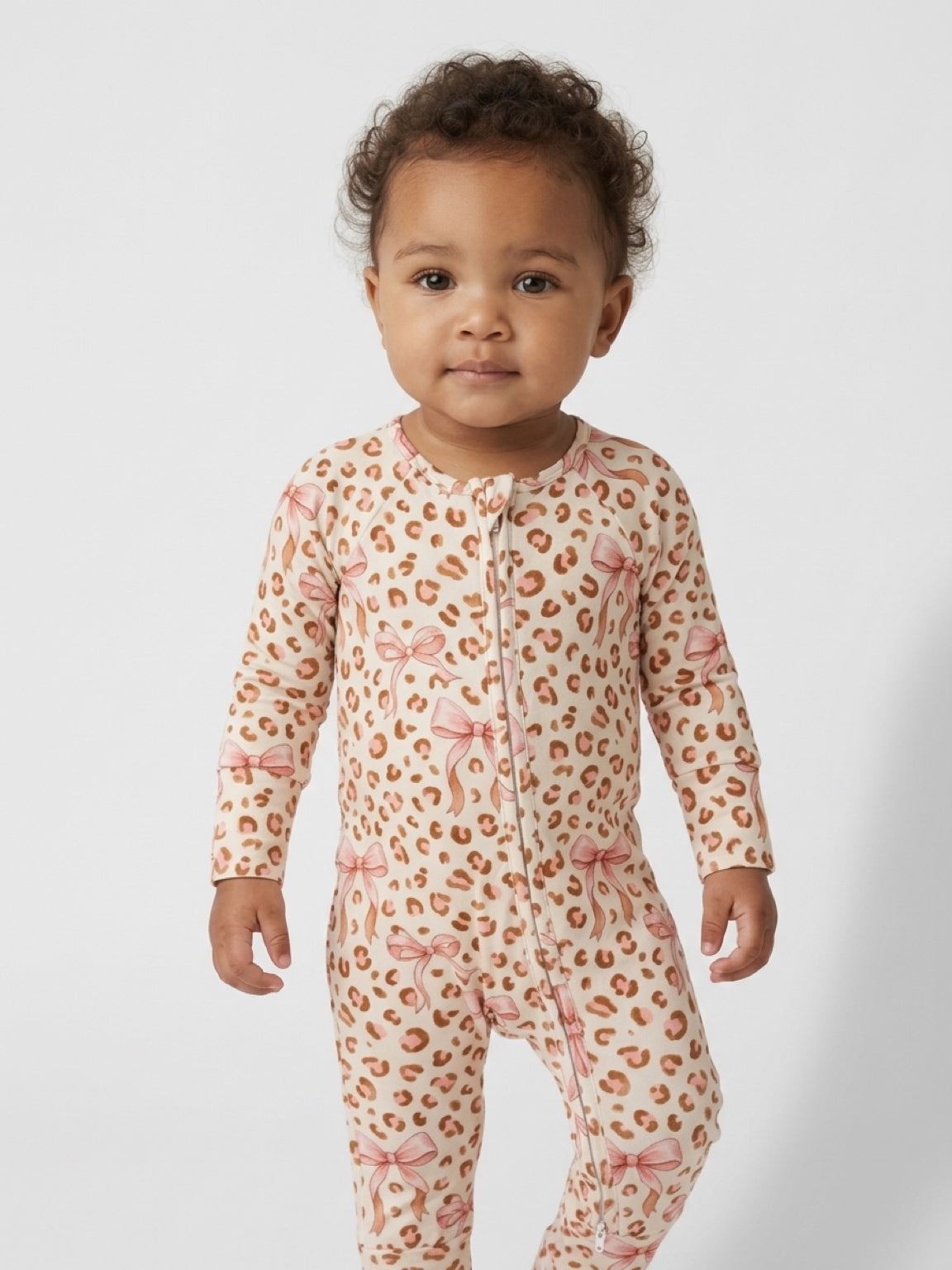 Dolly Leopard Coquette Bow Zipper Romper - Adassa Rose