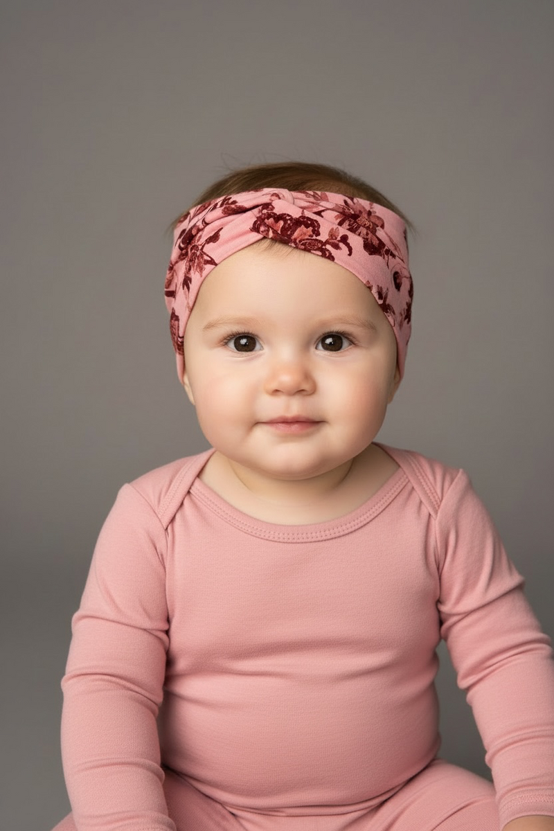 Blush Pink Floral Twist Headband - Adassa Rose