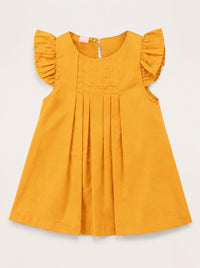 Pre-Order Ayla Pleated Flutter Sleeve Dress Baby Girl Marigold