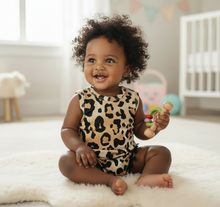 Load image into Gallery viewer, Leopard Pom Pom Romper Baby Girl - Adassa Rose