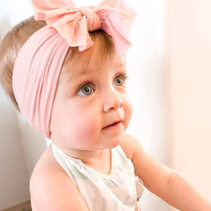 Aubrey Nylon Bow Headwrap Blush - Adassa Rose
