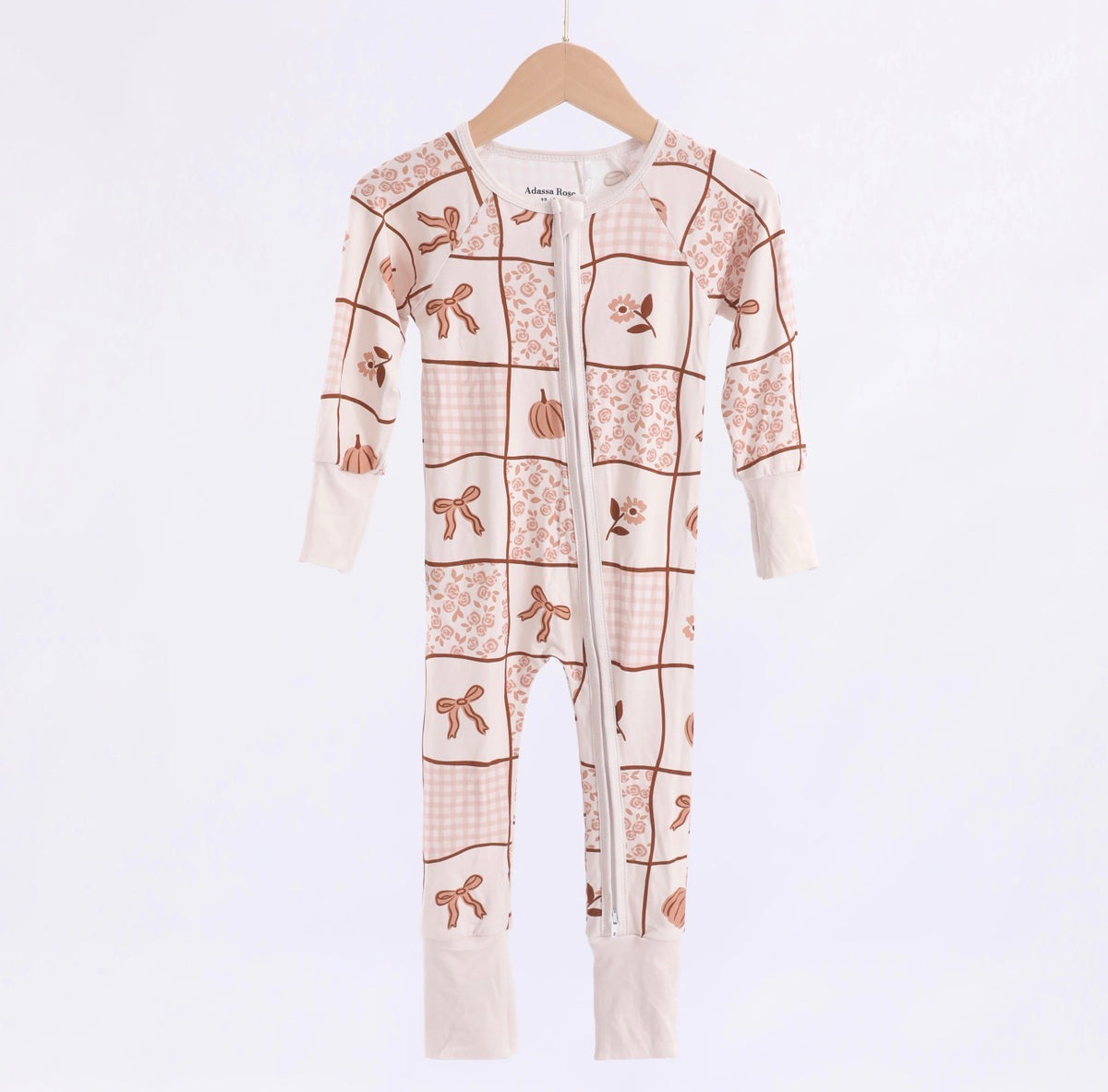 Mabel Pumpkin Patchwork Zipper Romper