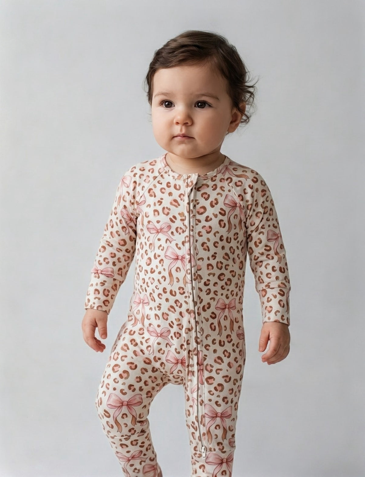 Dolly Leopard Coquette Bow Zipper Romper
