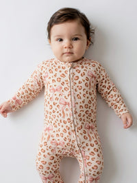 Dolly Leopard Coquette Bow Zipper Romper