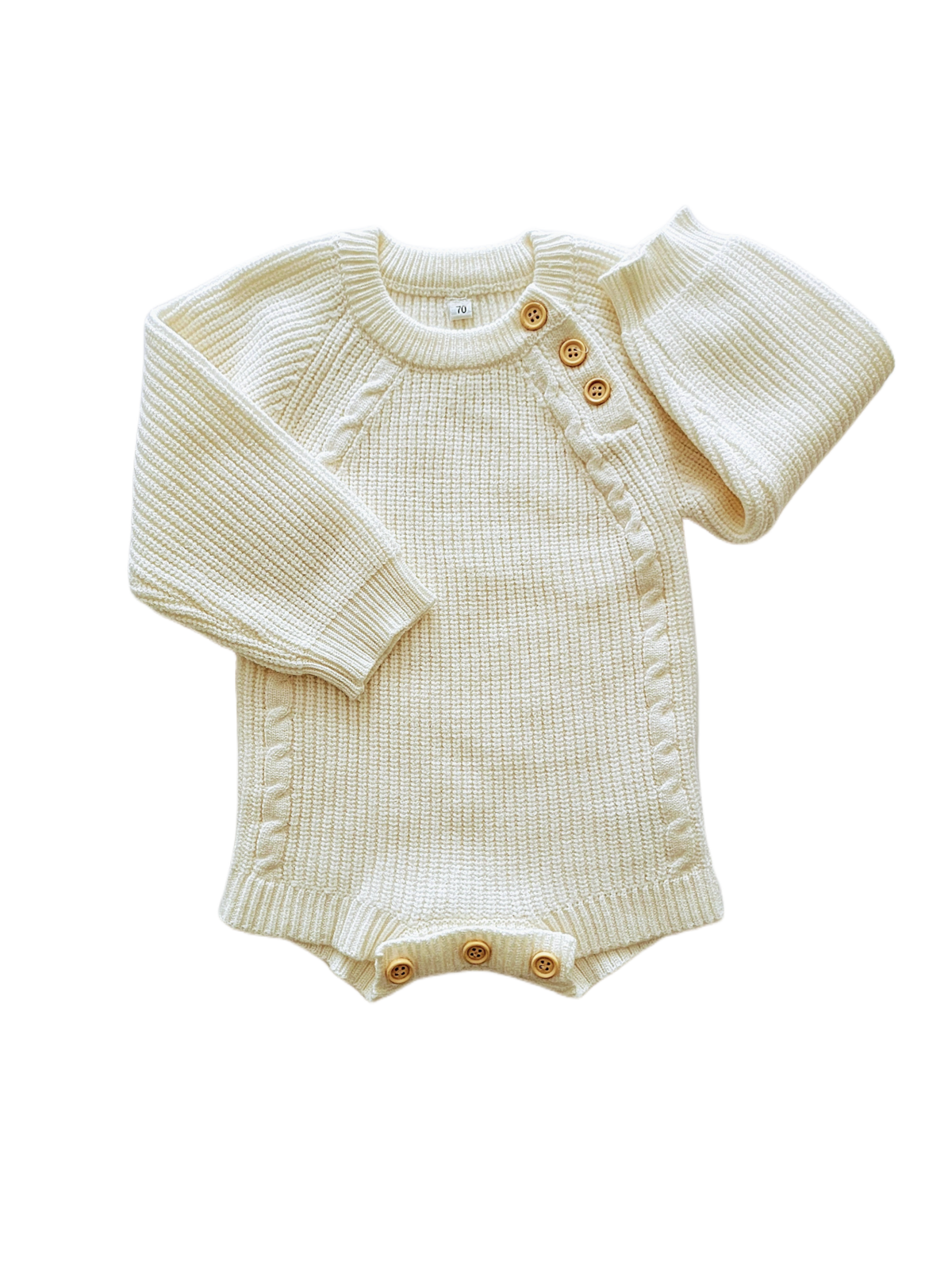 Chunky Knit Sweater Romper Baby | Cream - Adassa Rose