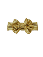 Load image into Gallery viewer, Gold  Metallic Messy Bow Headband Baby