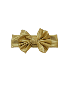 Gold  Metallic Messy Bow Headband Baby