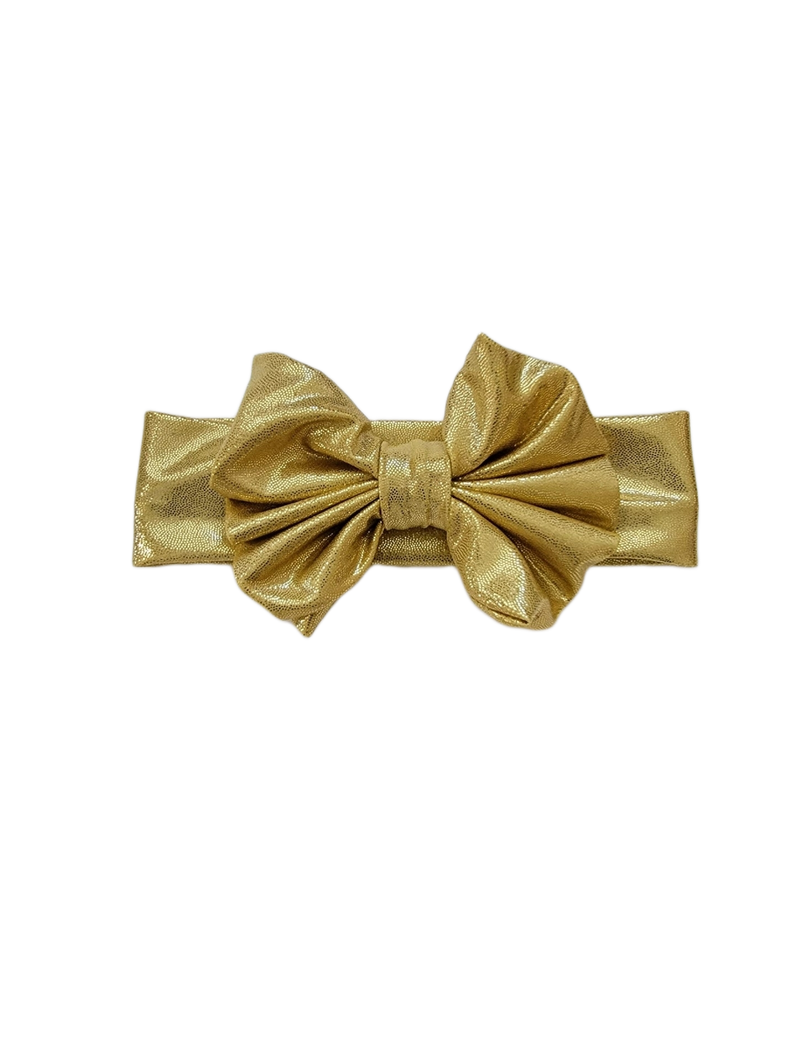 Gold  Metallic Messy Bow Headband Baby