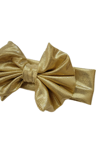 Gold  Metallic Messy Bow Headband Baby