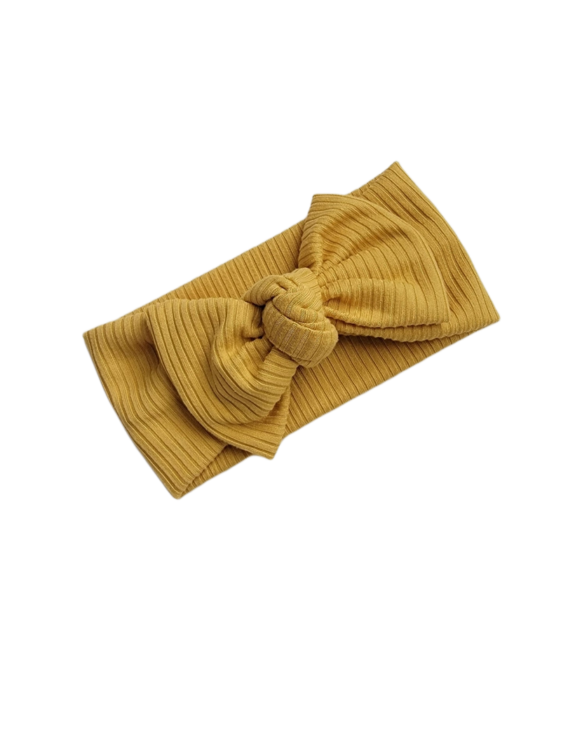Ribbed Bow Headband - Mustard - Adassa Rose