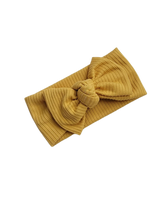 Load image into Gallery viewer, Ribbed Bow Headband - Mustard