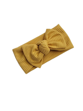 Load image into Gallery viewer, Fall Ribbed Knot Bow Headband - Mustard