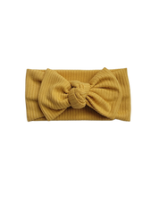 Load image into Gallery viewer, Ribbed Bow Headband - Mustard