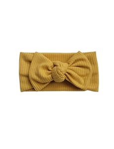 Ribbed Bow Headband - Mustard