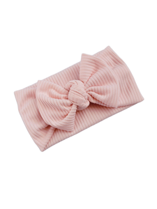 Blush Ribbed Knot Bow Headband