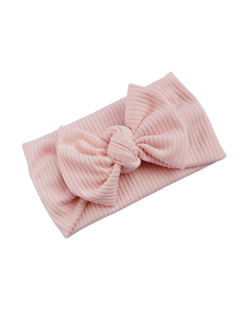 Blush Ribbed Knot Bow Headband