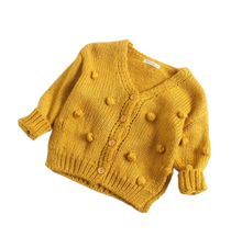 Load image into Gallery viewer, Pom Pom Cardigan Sweater - Honey Mustard - Adassa Rose
