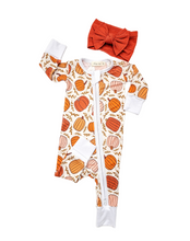 Load image into Gallery viewer, Hazel Pumpkin Bamboo Zipper Romper Baby