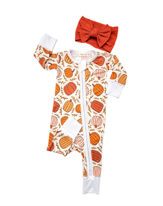 Hazel Pumpkin Bamboo Zipper Romper Baby