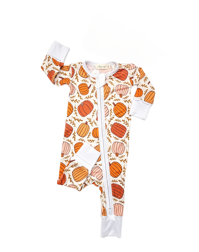 Hazel Pumpkin Bamboo Zipper Romper Baby