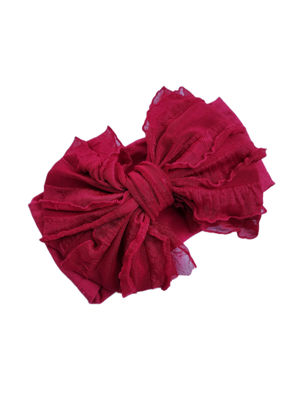 Rosie Ruffle Bow Headband - Ruby Red - Adassa Rose