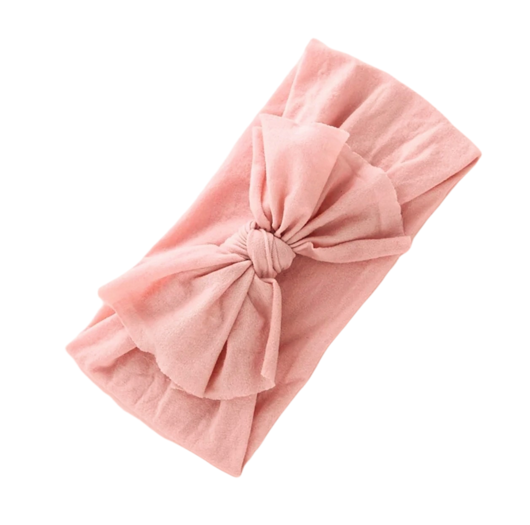 Aubrey Nylon Bow Headwrap Blush - Adassa Rose