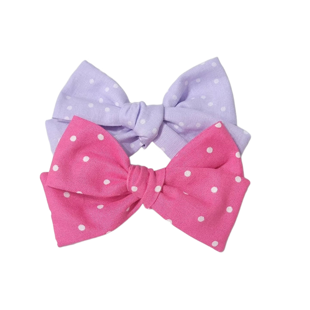 Polka Dot Hair Bow Set Lavender And Barbie Pink