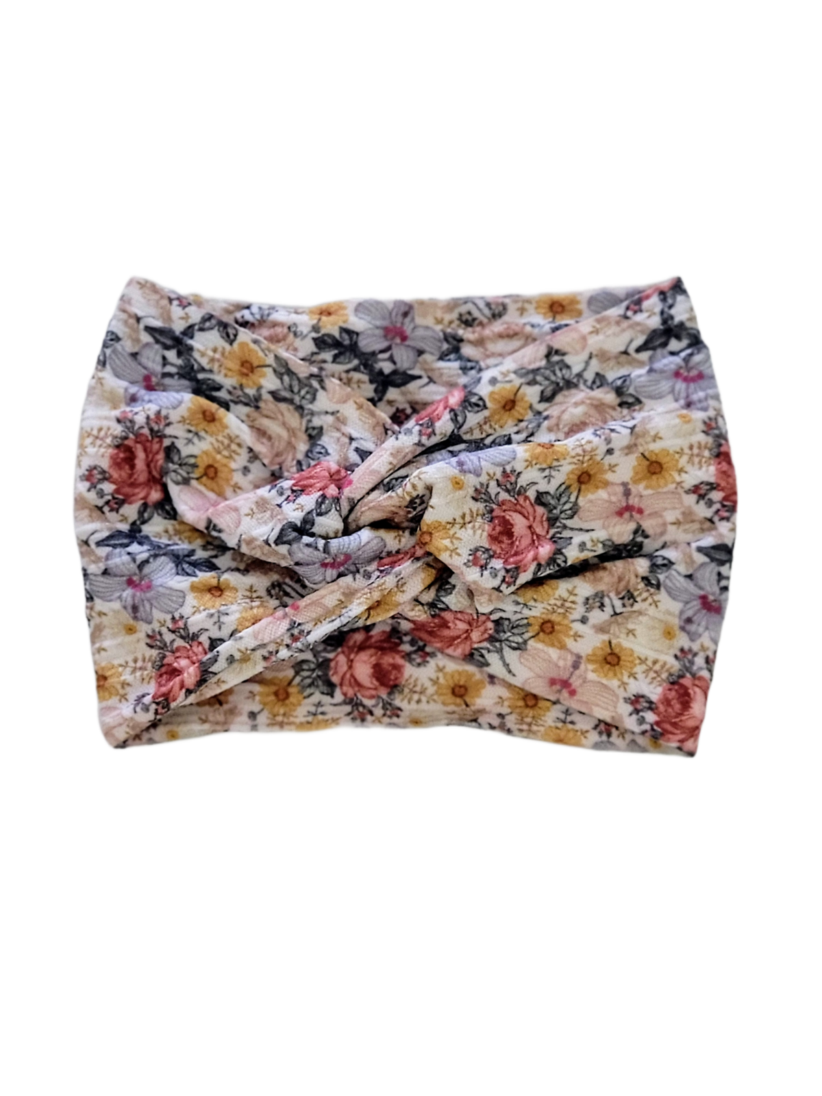 Vintage Floral Cable Knit Twist Headband - Adassa Rose