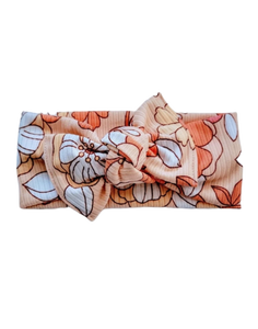 Peach Floral Bow Headand