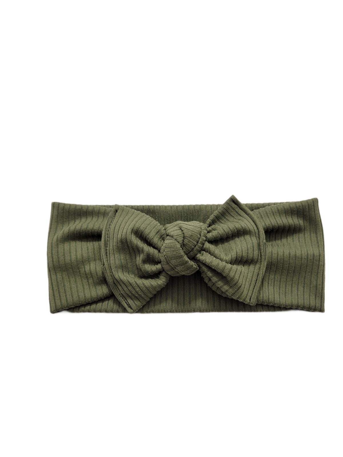 Ribbed Knot Bow Headband In Olive - Adassa Rose
