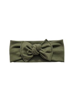 Ribbed Knot Bow Headband In Olive