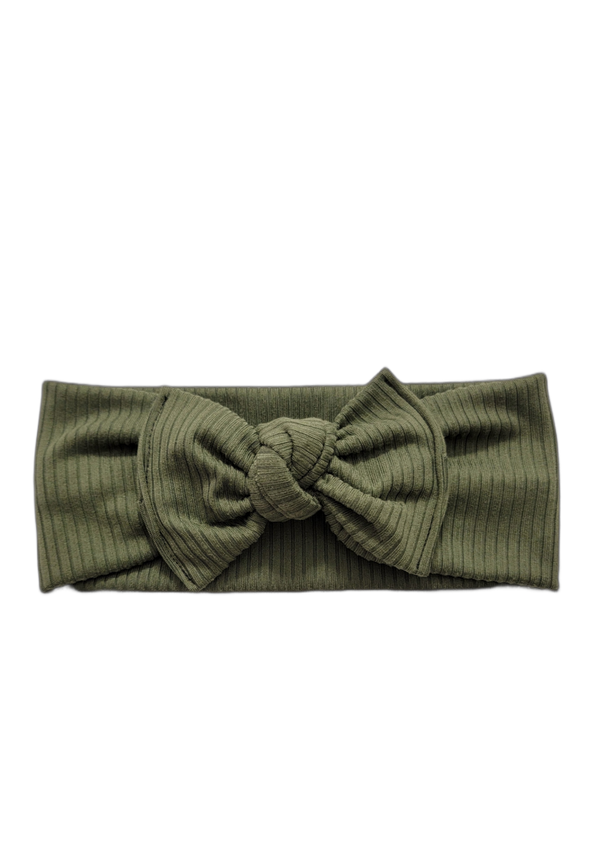 Ribbed Knot Bow Headband In Olive - Adassa Rose