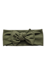 Load image into Gallery viewer, Ribbed Knot Bow Headband In Olive