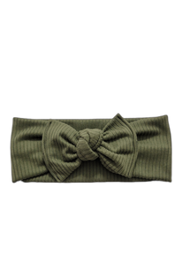 Ribbed Knot Bow Headband In Olive