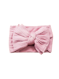 Ruby Cable Knit Big Bow Headband - Vintage Pink - Adassa Rose